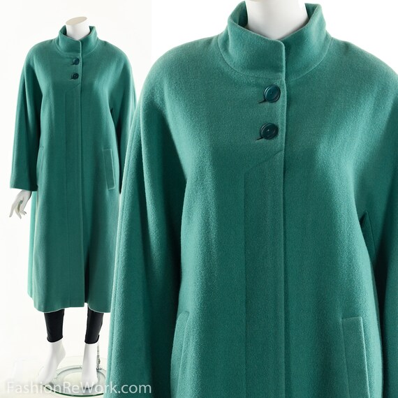 Green Wool Coat, Green Long Wool Trench Coat, Avan