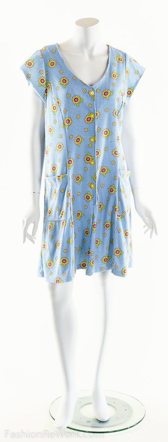 90s SUNFLOWER Romper,Blue Gingham Jumpsuit,Kawaii… - image 7