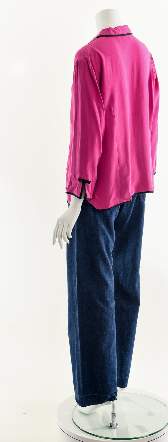 Silk Pajama Blouse,Pajama Inspired Blouse,Piped S… - image 8