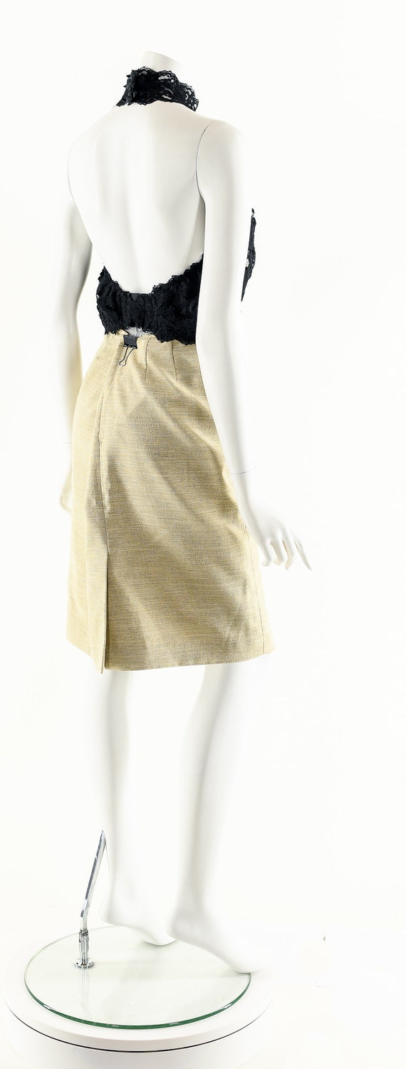 Beige Linen Skirt,Tan Gold Skirt,Metallic Gold Pe… - image 6