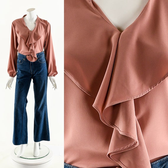 Ruffle Collar Blouse,Vintage Balloon Sleeve,Drama… - image 2