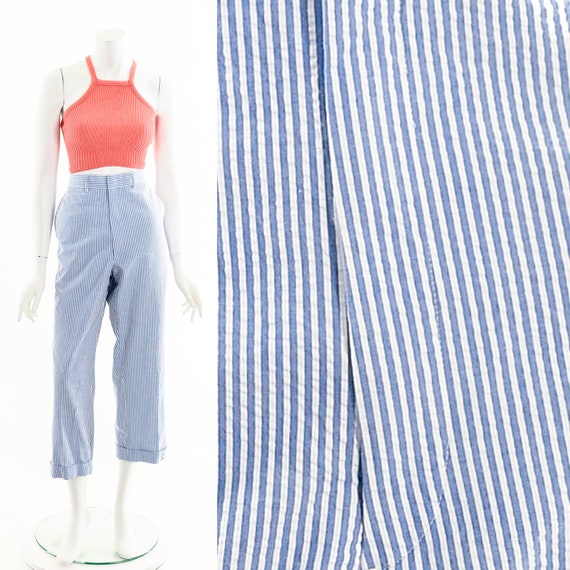 Blue Striped Pants,High Waisted Pants,Brooks Brot… - image 3