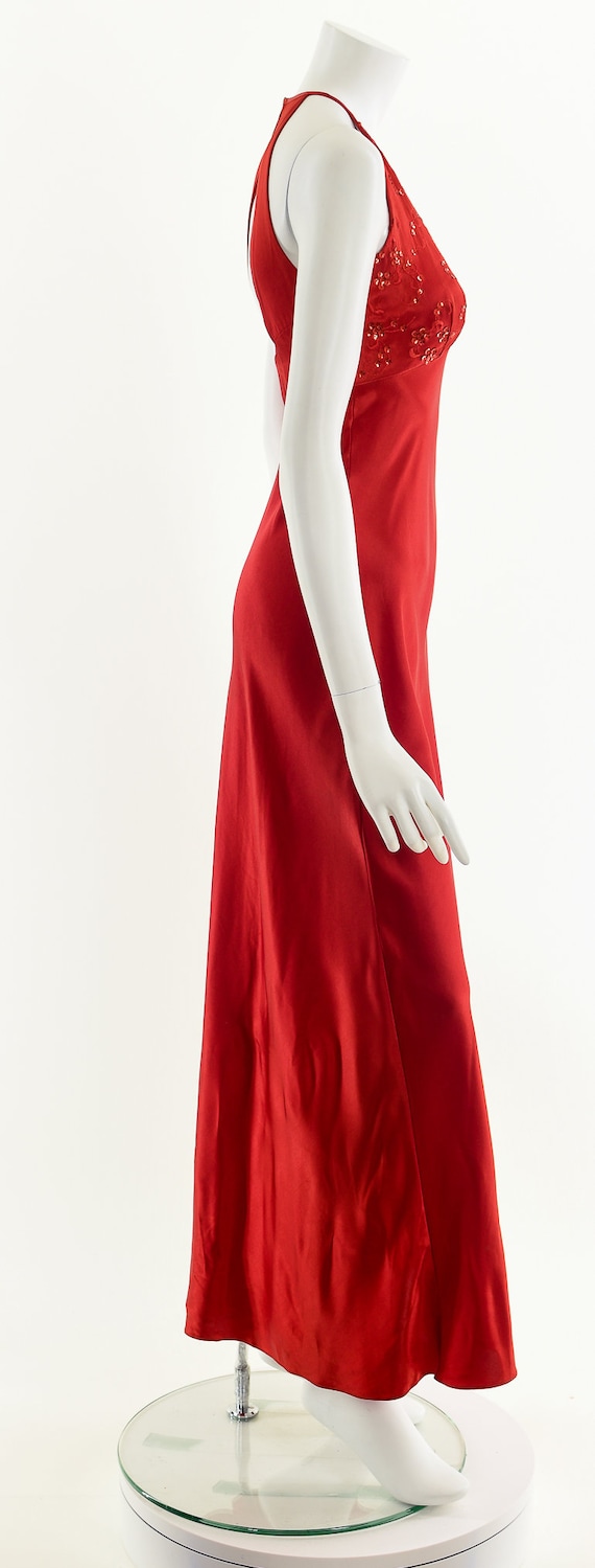 Red Halter Dress,Satin Maxi Dress,Racer Back Red Dres… Gem