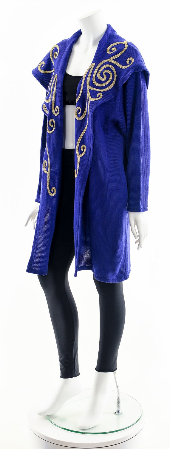 Purple Duster Coat,Knit Duster Jacket,Huge Hood J… - image 10