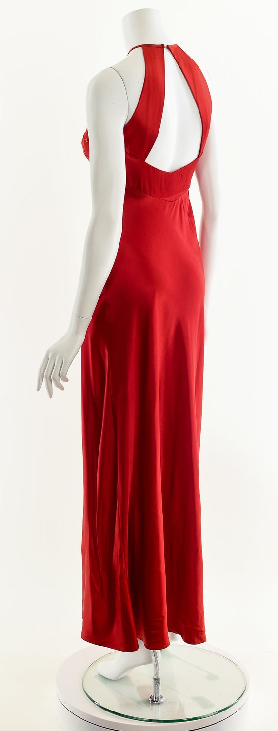 Red Halter Dress,Satin Maxi Dress,Racer Back Red Dres… Gem