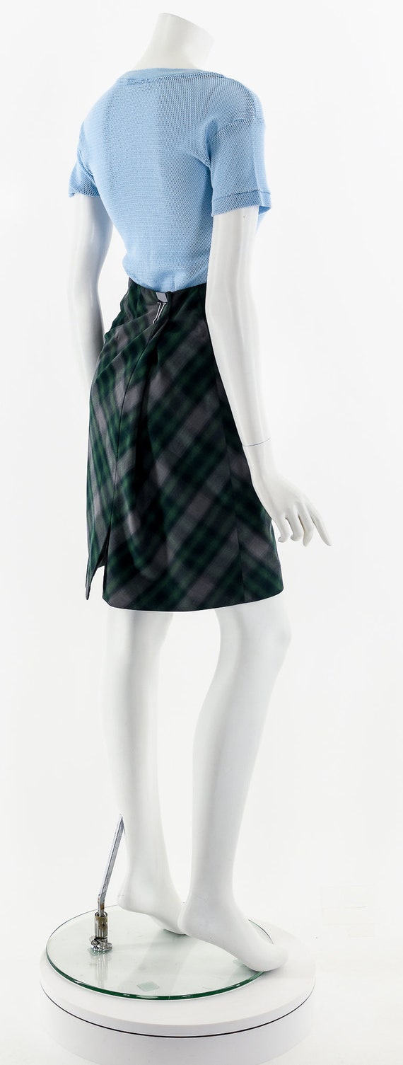 Y2K Late 90s Green Tartan Mini Skirt - image 6