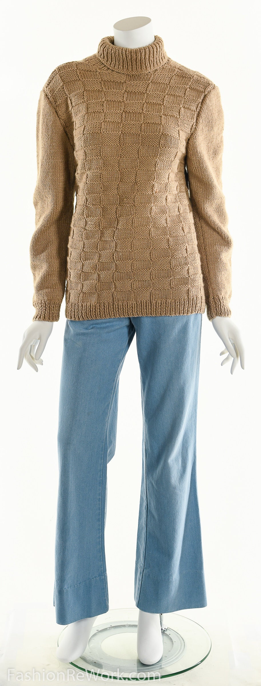 brown and white checkered sweater