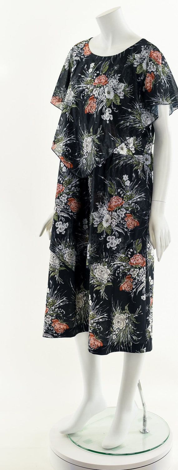 Black Floral Flowy Midi Dress - image 10