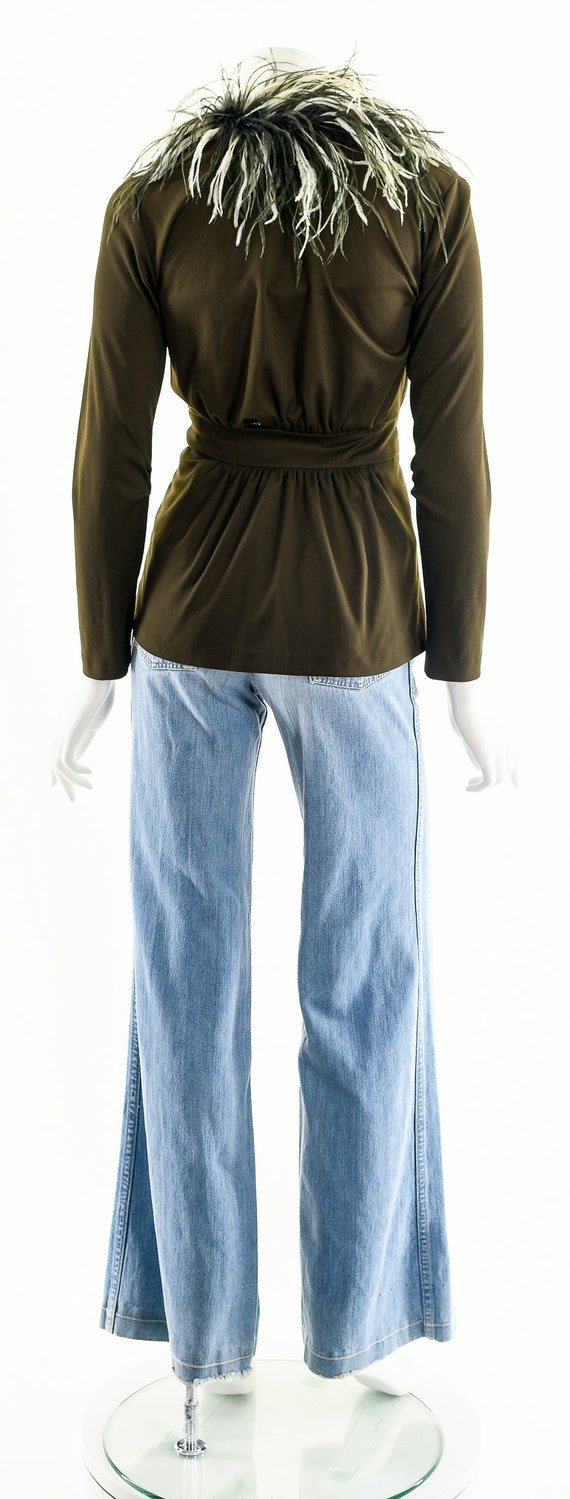 Ostrich Marabou Feather Jacket Dramatic Collar - image 7