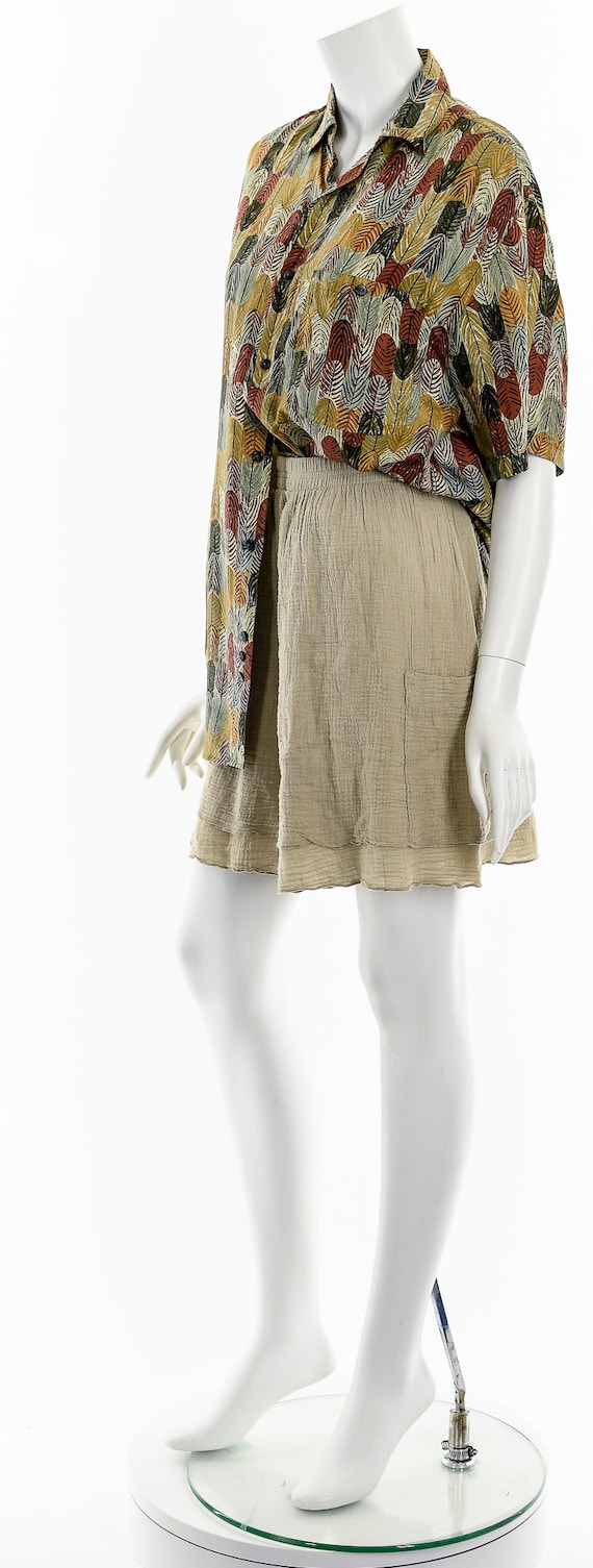 Feather Print Silk Button Down Shirt - image 10