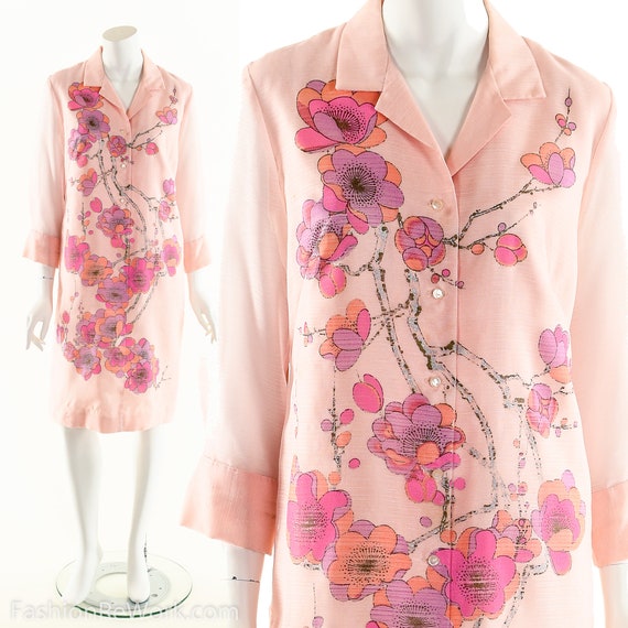 ALFRED SHAHEEN Dress,60s Cherry Blossom Dress,Han… - image 3