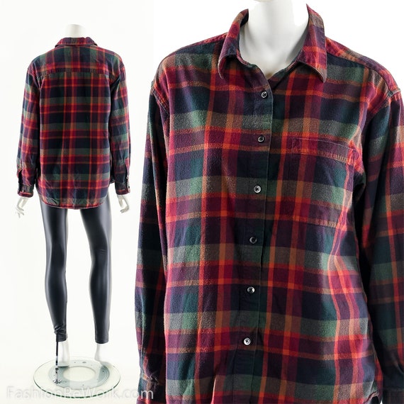 Dark Rainbow Plaid,Vintage Plaid Flannel,90s Grung
