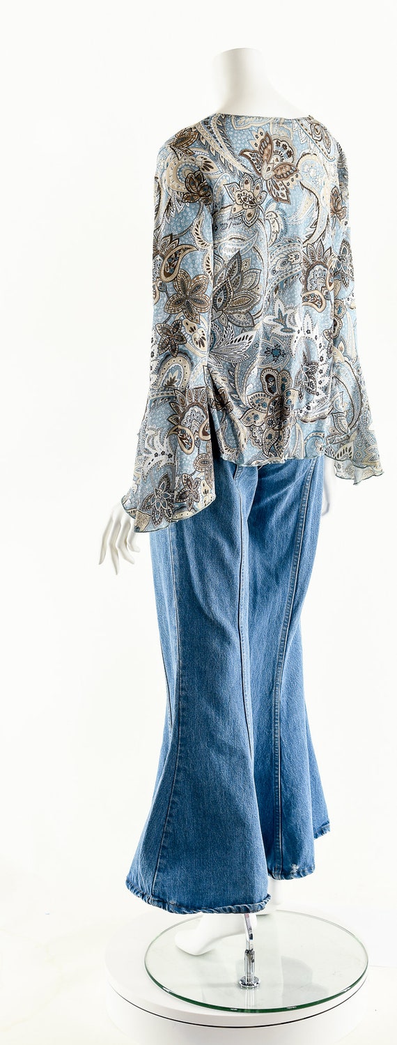 Blue Bohemian Blouse,Paisley Print Boho Top,90s D… - image 8