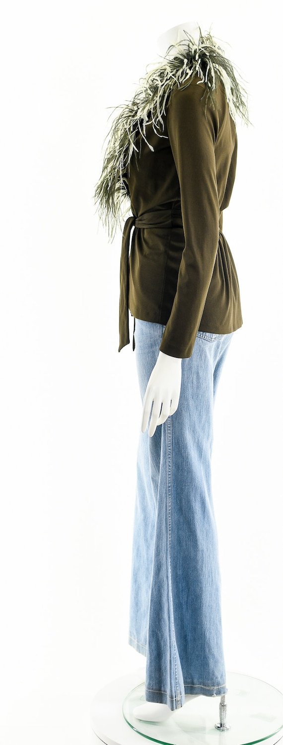 Ostrich Marabou Feather Jacket Dramatic Collar - image 9