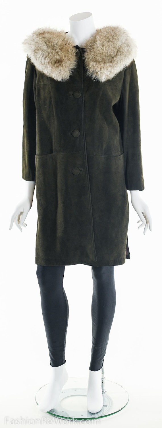 60's Suede Leather Coat, Brown Suede Coat, Mink F… - image 7