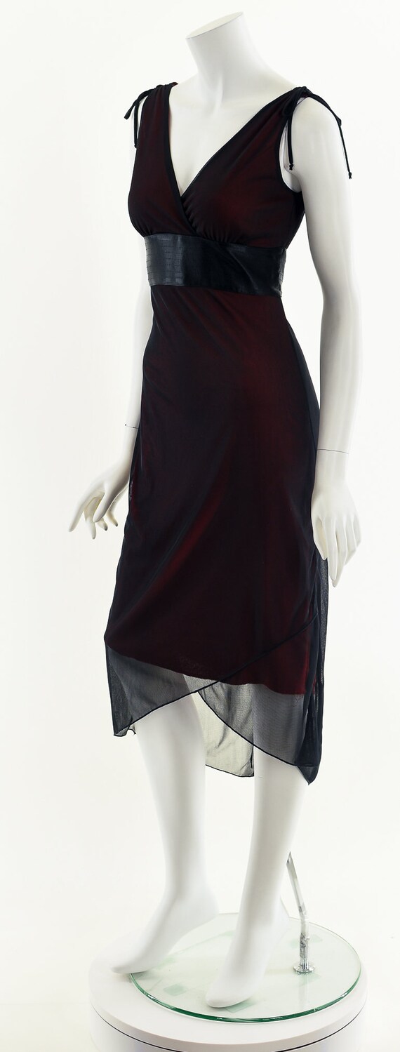 90s Y2K Sheer Dress,Black Red Sheer Goth Dress,Se… - image 10