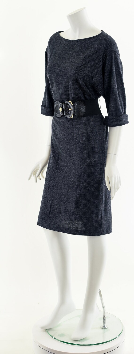 Charcoal Gray Ribbed T-Shirt Dress - image 10