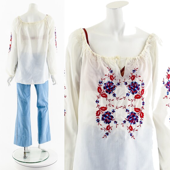 Hungarian Embroidered Bohemian Blouse - image 3