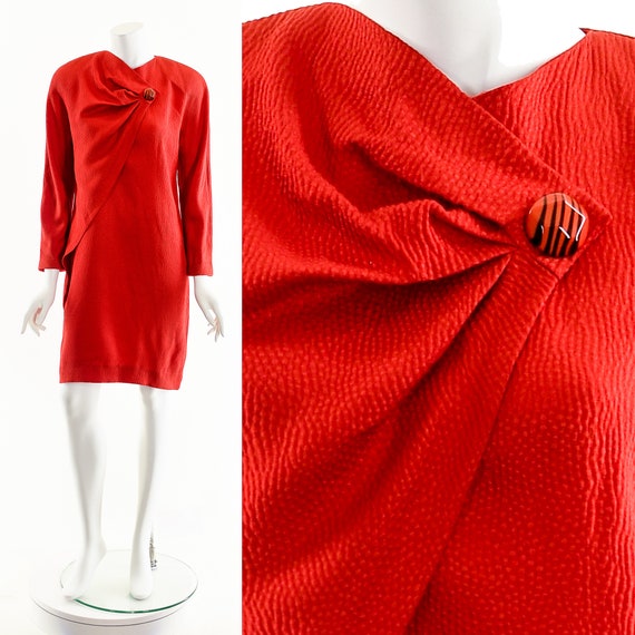 Krizia 40 Italian Red Dress,Vintage 80's Krizia D… - image 2