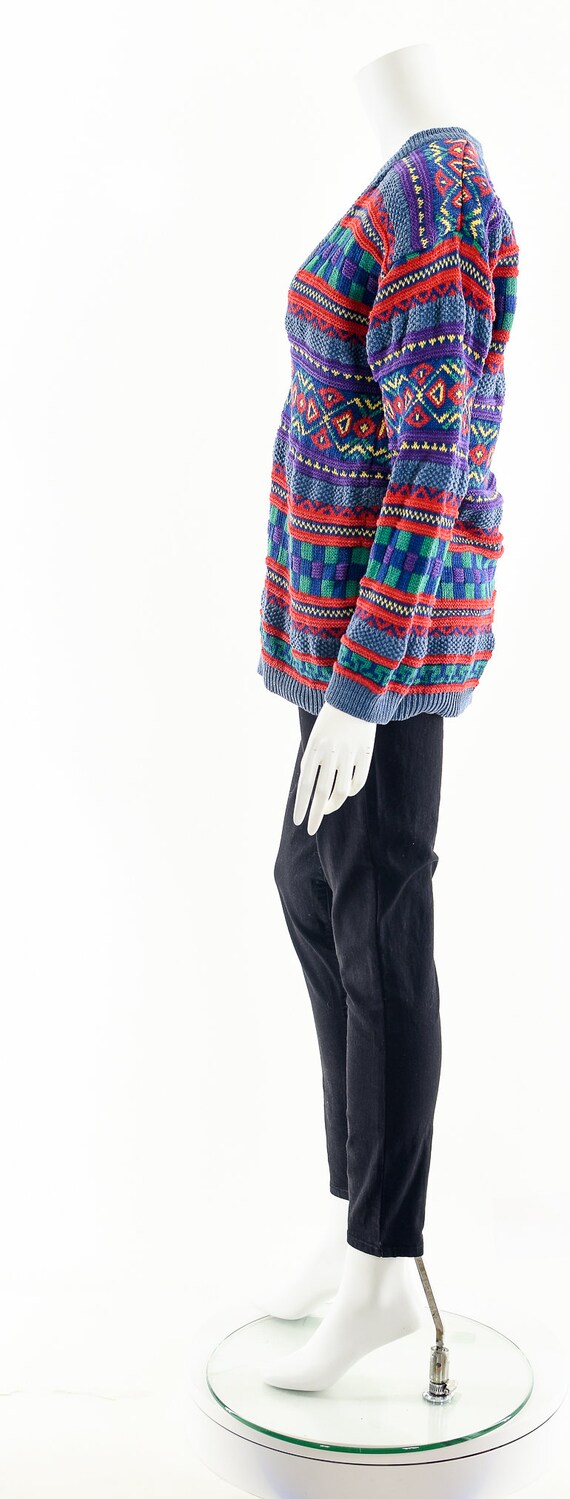 Rainbow Tribal Sweater,Vintage Multicolored Sweat… - image 9