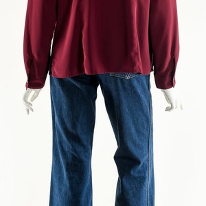 Burgundy Balloon Sleeve Blouse image 7