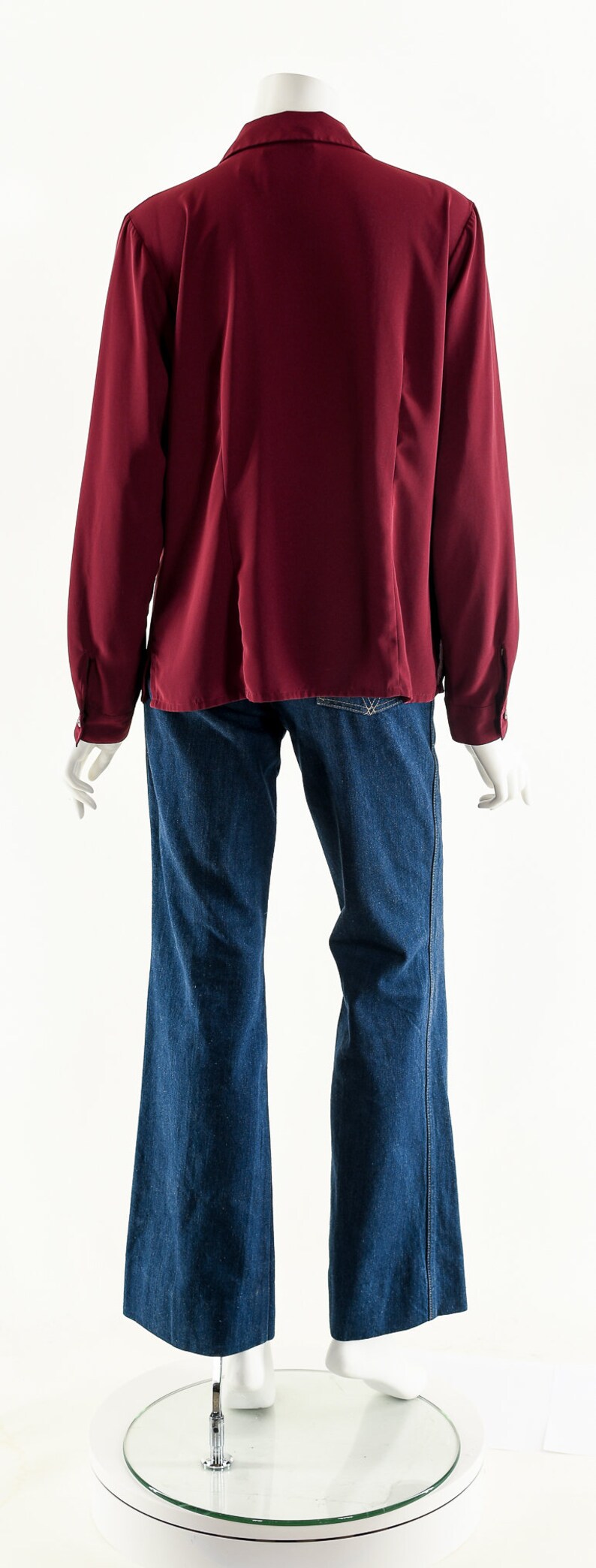 Burgundy Balloon Sleeve Blouse image 7