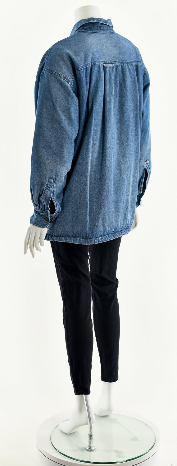 denim sherpa jacket,overszied lined chambray coat… - image 8