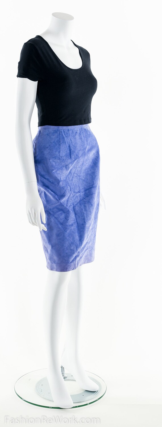 Purple Suede Pencil Skirt - image 3