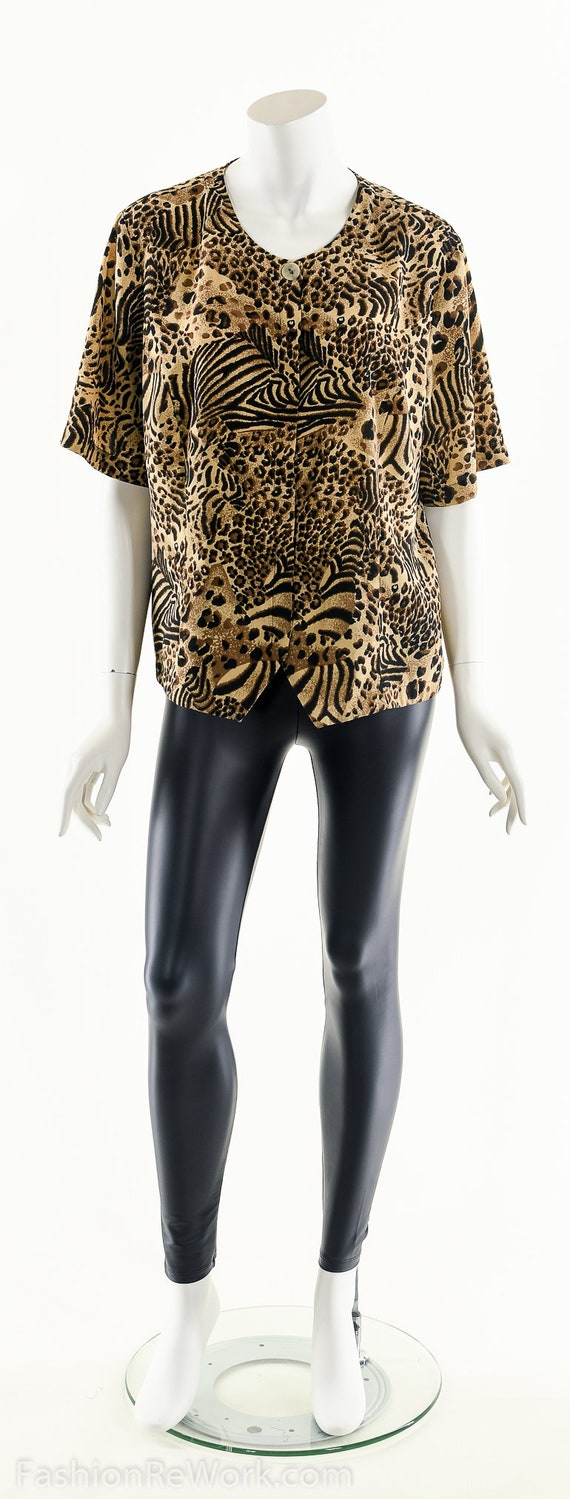 Animal Print Blouse,Vintage Leopard Shirt,Cheetah… - image 6