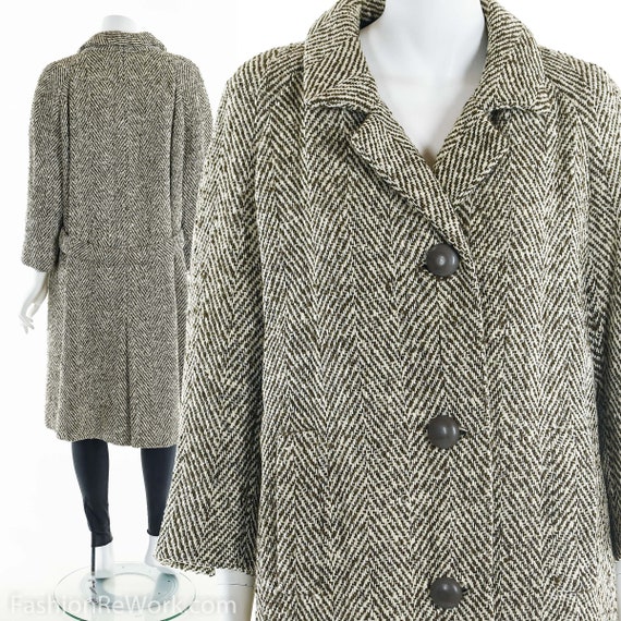 MINIMALIST Wool Coat, Checkered Wool Coat, Peacoat