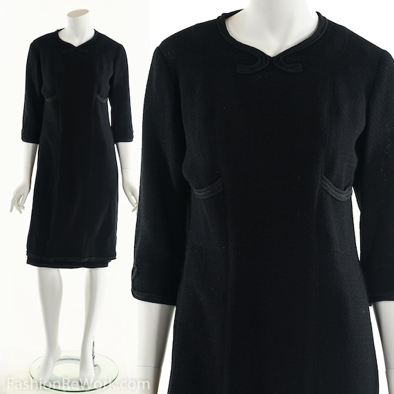 Vintage 20's Black Wool Dress, 20's Dress, Soutac… - image 1