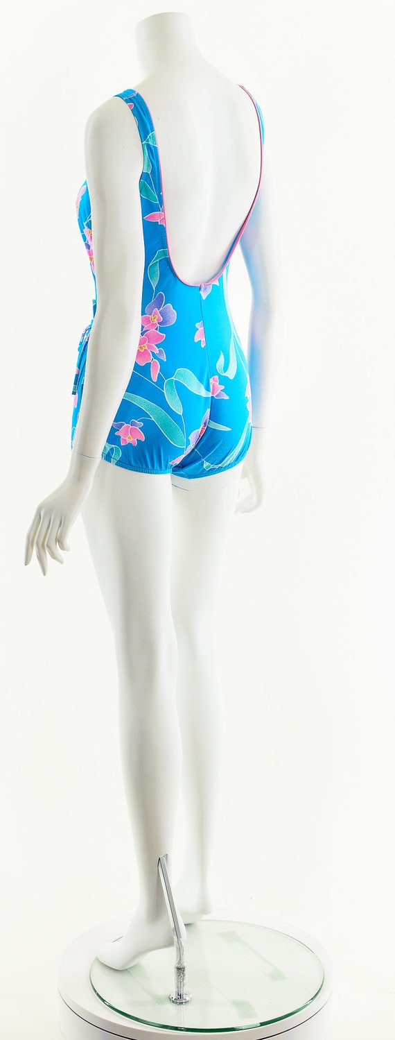 Tropical Floral Swimsuit,Vintage 70s One Piece Su… - image 8