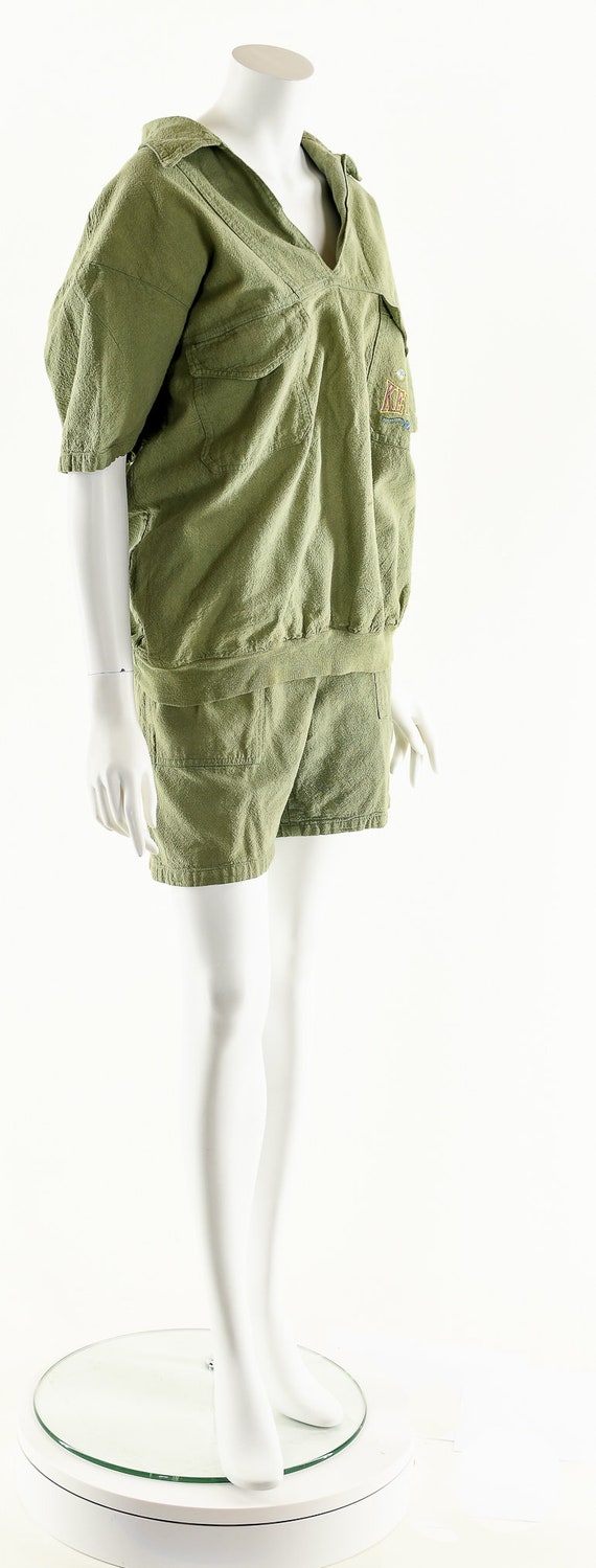 Minimalist Green Jumpsuit,Gauze Two Piece Set,Vin… - image 3