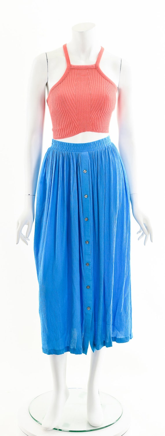 Blue Crinkle Gauze Skirt - image 4