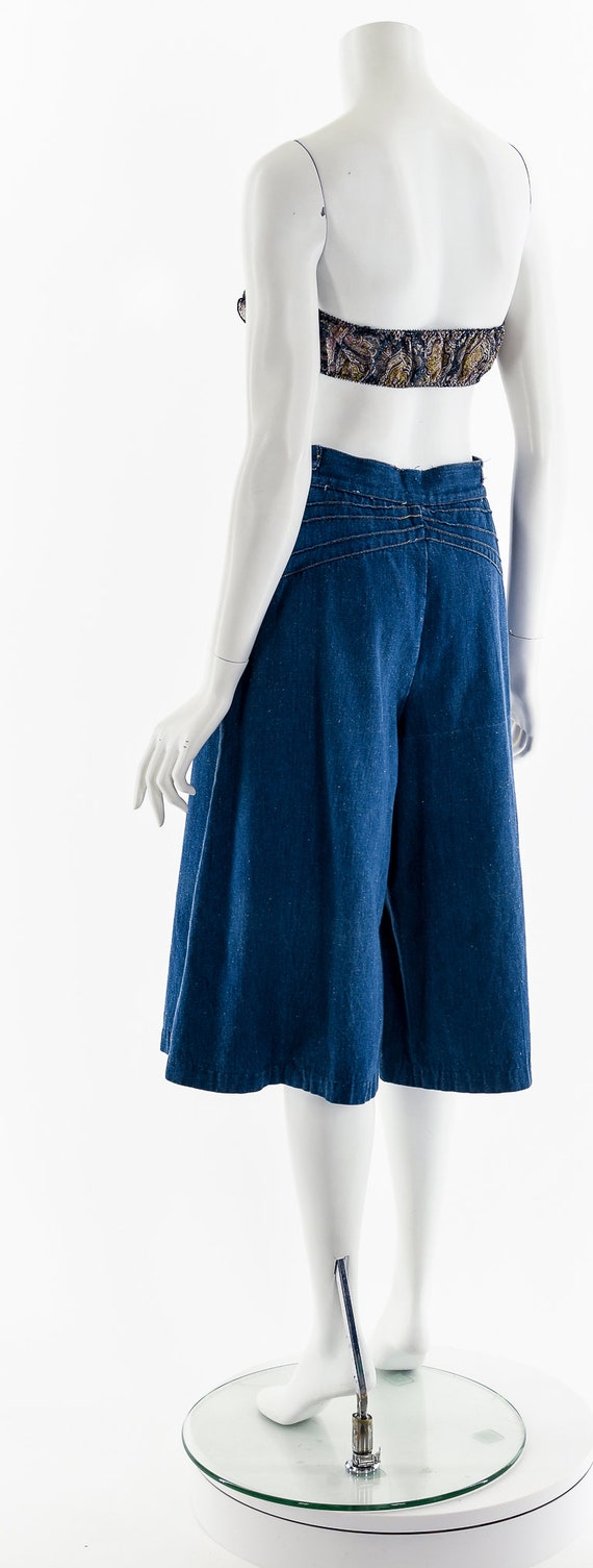 Denim Hippie Palazzo Pants Culottes 70s - image 8
