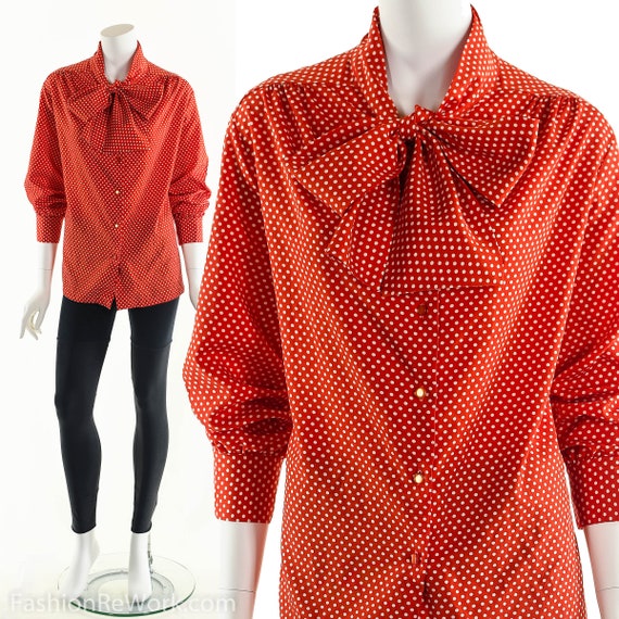 Red Polka Dot Bow Blouse