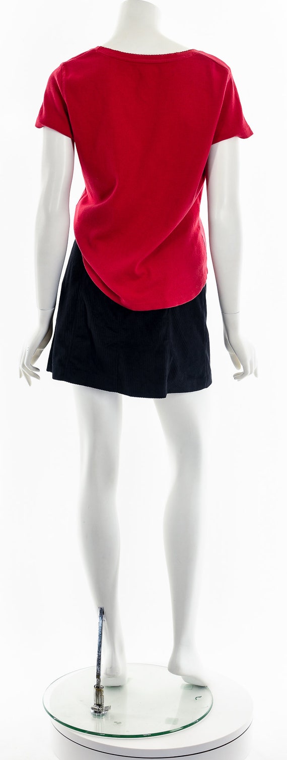 Coral Red Ribbed Basic Tee - image 7