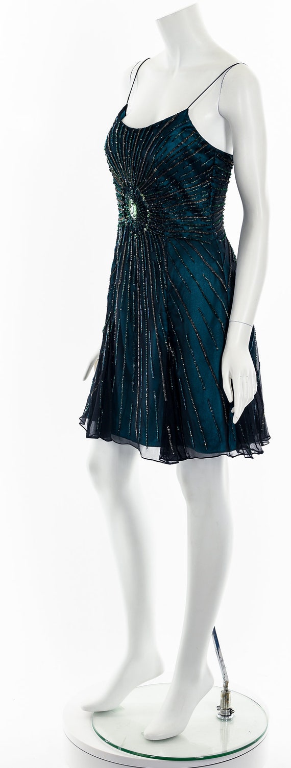 Moody Blue Sequin Silk Dress - image 10
