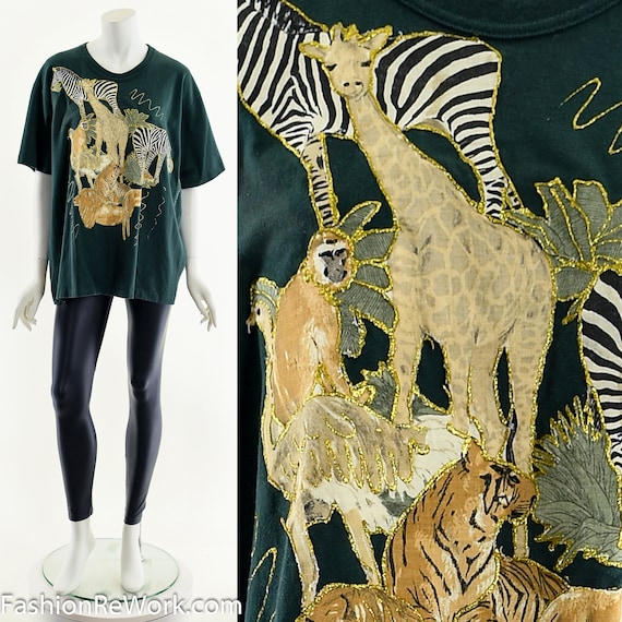 African Safari Zoo Animal Patchwork T-Shirt
