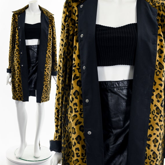 Furry Leopard Print Reversible Overcoat