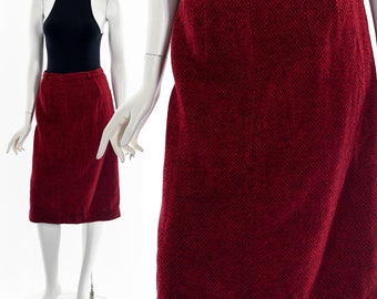 Red Wool Winter Skirt