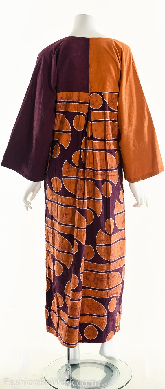 Abstract Color Block Maxi Dress, Abstract Batik L… - image 8