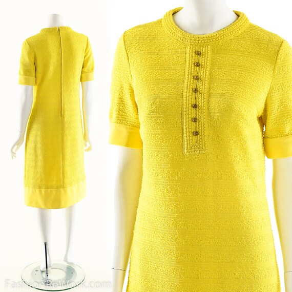 Vibrant Knit Dress,60s Sweater Dress,Mock Neck Dr… - image 2