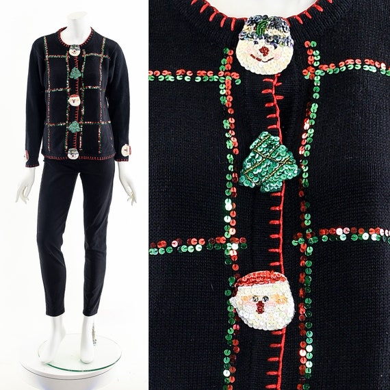 90s Black "Ugly" Christmas Sweater - image 1