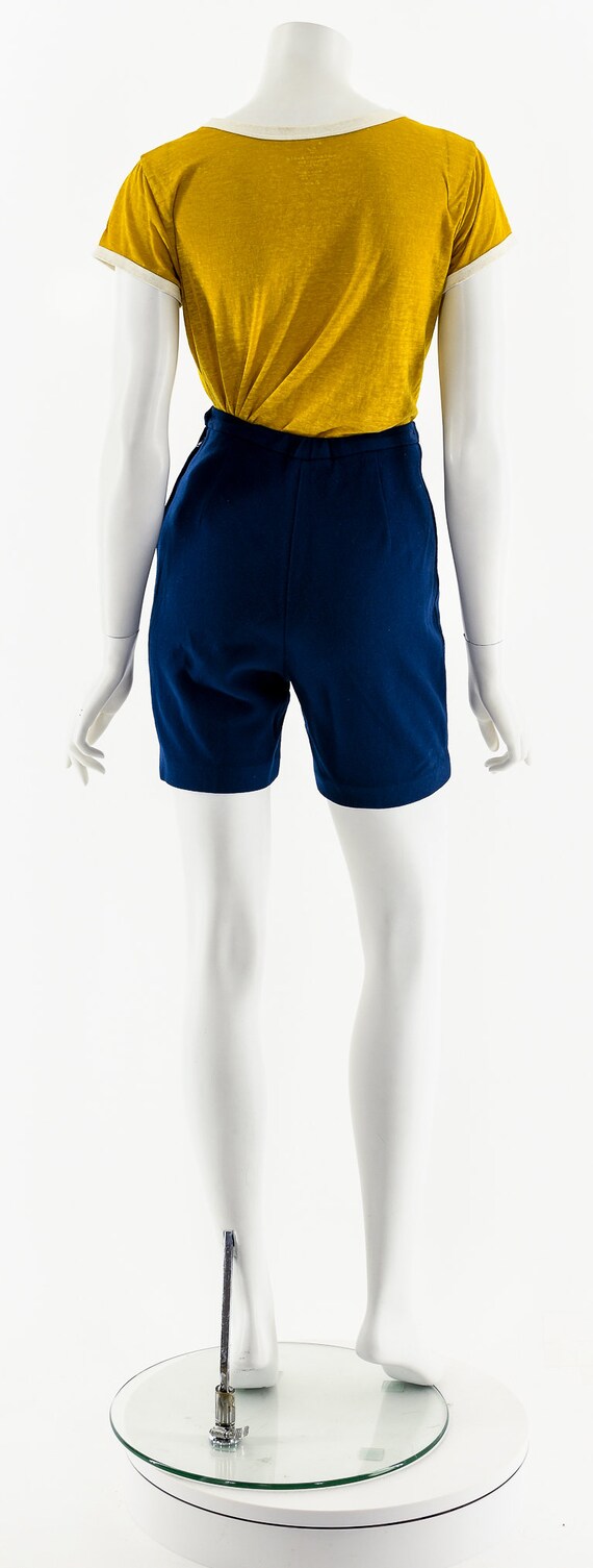 50s Blue Wool High Waist Pin Up Shorts - image 7