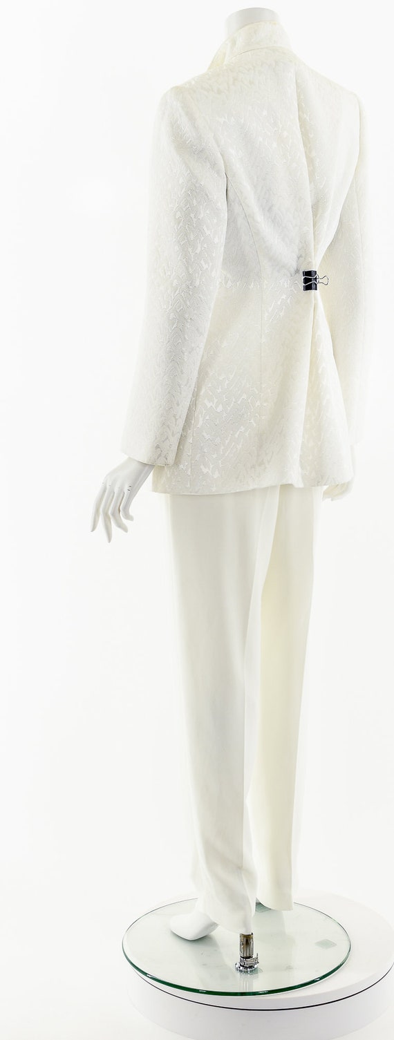 White Embossed Pants Suit Set - image 8
