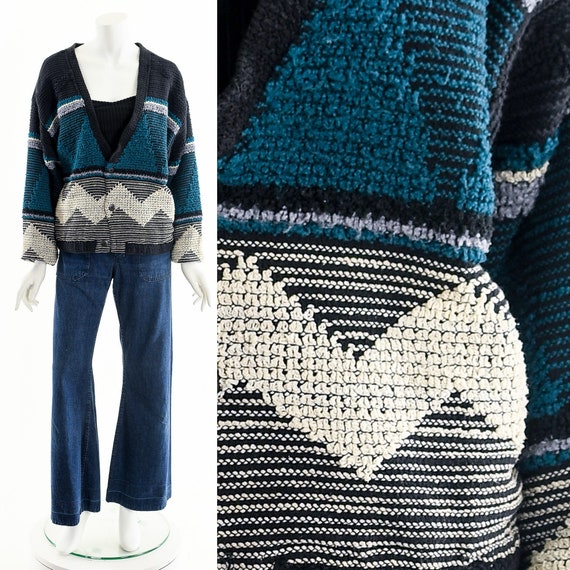 Shag Cardigan Sweater,Chevron Textured Sweater,Nub