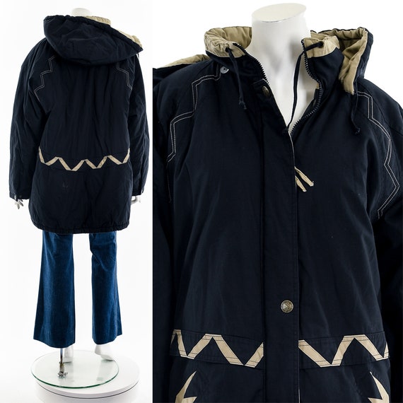 Puffer Black Down Winter Coat 90s - image 3