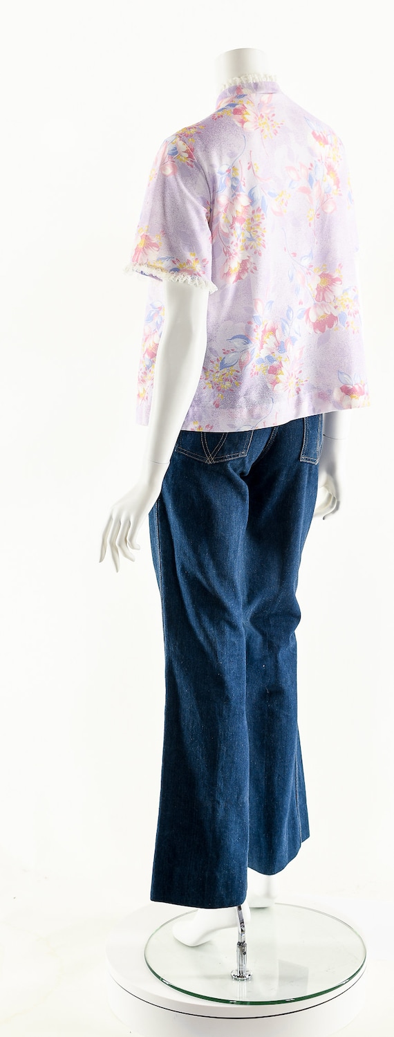 lavender blouse, floral printed blouse, purple bl… - image 8