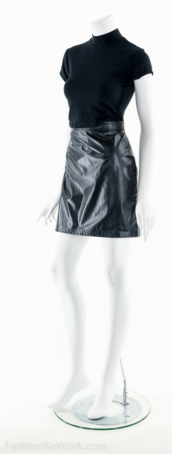Black Leather Skirt,Leather Mini Skirt,Leather Sk… - image 6